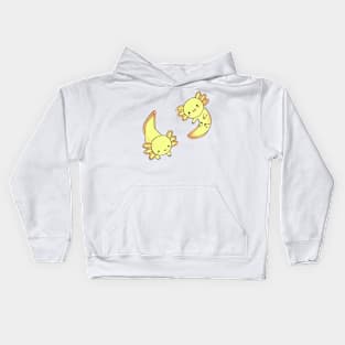 gold cute axolotls Kids Hoodie